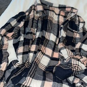 navy blue and pink flannel
